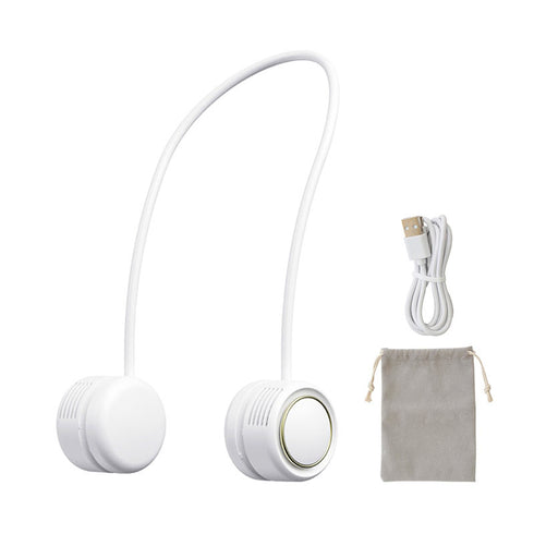 くるっとファン ホワイト 自由に曲がるシリコンバンドで首掛けできる小型扇風機