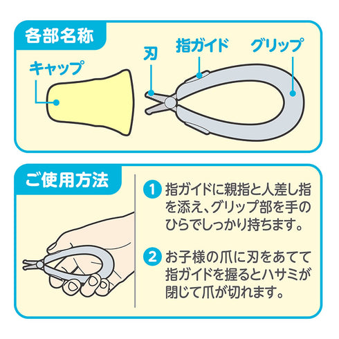 にぎってチョッキン爪切りはさみ ナミナミ刃で仕上げヤスリいらず