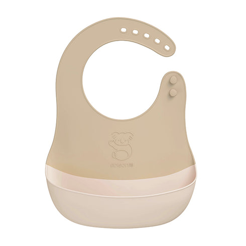 ごはんを楽しむエプロン モカ やわらか素材としっかり素材のいいとこどり お子さまの食べにくさを解消したお食事エプロン