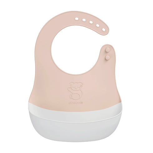 ごはんを楽しむエプロン モカ やわらか素材としっかり素材のいいとこどり お子さまの食べにくさを解消したお食事エプロン