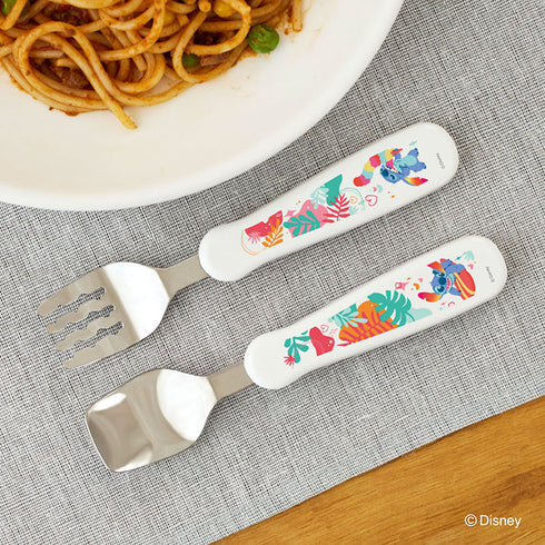 【1.5歳ごろ~】フォーク&スプーン print スティッチ マルチケース付 ディズニーキャラクター 燕三条ステンレス