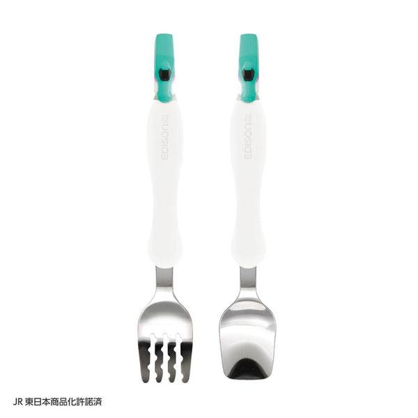 【1.5歳ごろ~】フォーク&スプーン はやぶさ 新幹線好きにはたまらないマスコット付きのフォーク&スプーン