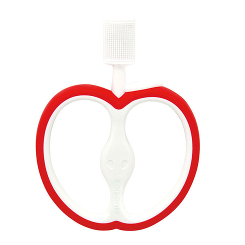 はじめて使う歯ブラシ リンゴ 噛んでも痛くないシリコン製の歯ブラシ 磨きやすい両面ブラシ 歯磨きデビューにおすすめ