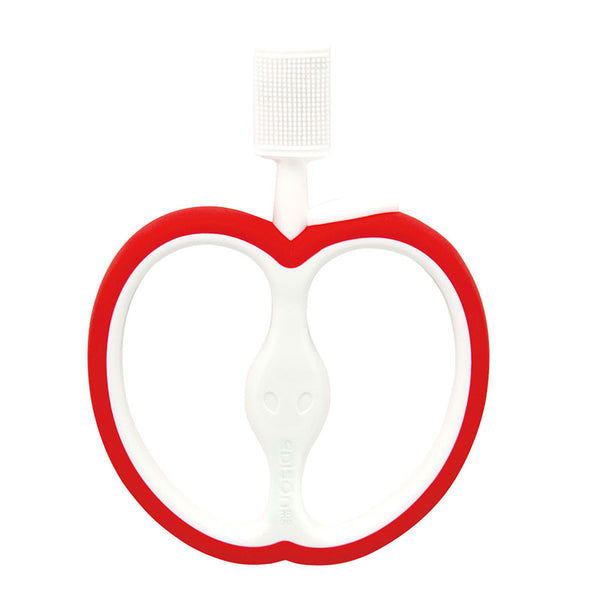 はじめて使う歯ブラシ リンゴ 噛んでも痛くないシリコン製の歯ブラシ 磨きやすい両面ブラシ 歯磨きデビューにおすすめ