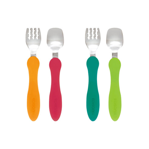 【1歳ごろ~】フォーク&スプーンmini ミント&ライム 口の小さなお子様でも、じょうずに使えるミニサイズ