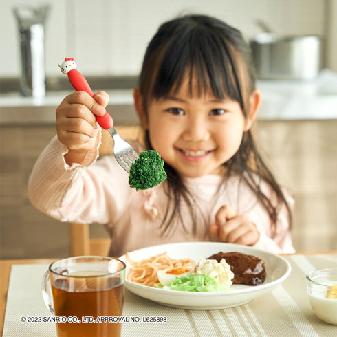 【1.5歳ごろ~】フォーク&スプーン ケース付 ハローキティ マスコット付きのフォーク&スプーン 持ち運びに便利なケース付き