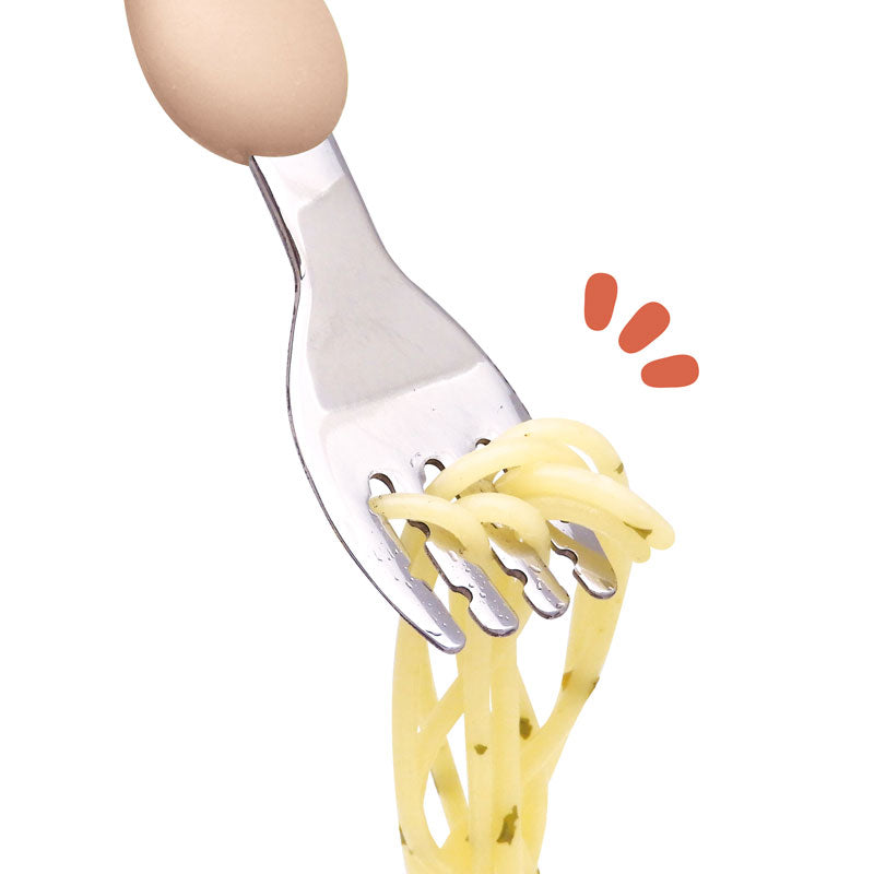 I.K スプーン 1歳ごろ～】フォーク＆スプーン プチ カバー付 テラコッタ 人気の