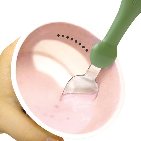 【1歳ごろ~】フォーク&スプーン プチ カバー付 オリーブ 人気のアースカラーのカトラリー