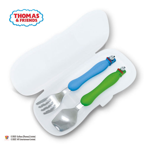 【1.5歳ごろ~】フォーク&スプーン ケース付 きかんしゃトーマス マスコット付きのフォーク&スプーン 持ち運びに便利なケース付き