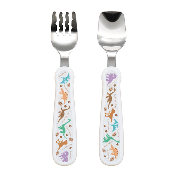 【1.5歳ごろ~】フォーク&スプーン print 「きょうりゅう」 購入が子供たちへの寄付につながる オリジナル商品 化粧箱付き ギフト
