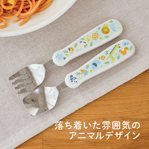 【1.5歳ごろ~】フォーク&スプーン print 「あにまる」 購入が子供たちへの寄付につながる オリジナル商品 化粧箱付き ギフト