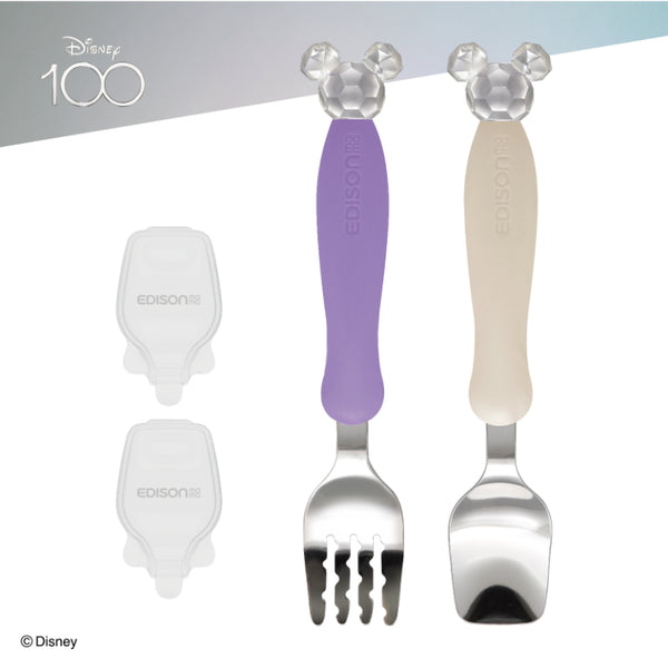 【1.5歳ごろ~】フォーク&スプーン ディズニー ミッキークリスタル ディズニー100周年記念デザイン
