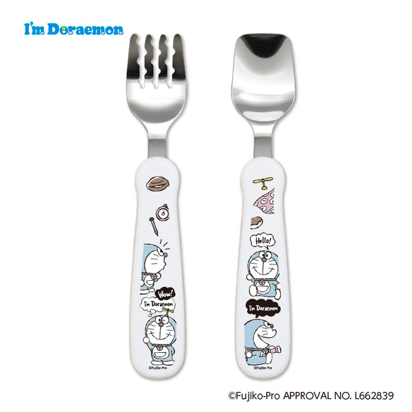 【1.5歳ごろ~】フォーク&スプーン print I'm Doraemon ドラえもん 取っ手柄違い 燕三条ステンレス 保育士認定