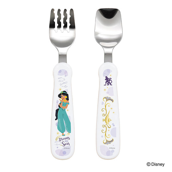 【1.5歳ごろ~】フォーク&スプーン print ジャスミン ディズニーキャラクター 取っ手柄違い