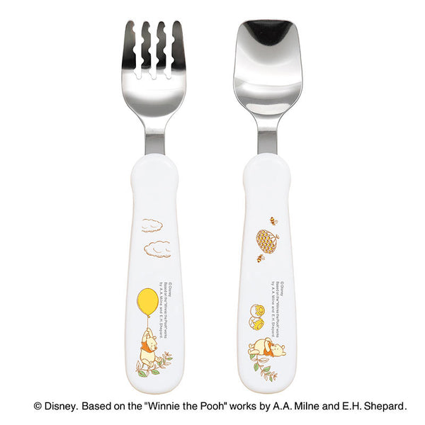 【1.5歳ごろ~】フォーク&スプーン print プー ディズニーキャラクター 取っ手柄違い