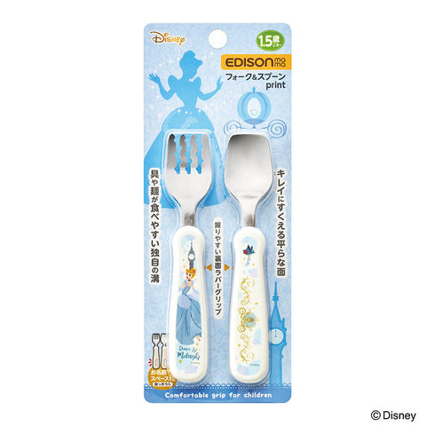 【1.5歳ごろ~】フォーク&スプーン print シンデレラ ディズニーキャラクター 取っ手柄違い