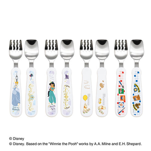 【1.5歳ごろ~】フォーク&スプーン print プー ディズニーキャラクター 取っ手柄違い