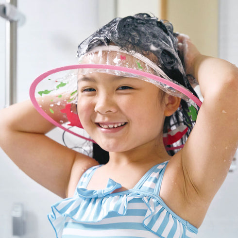 お顔がよく見えるシャンプーハット BL お湯やシャンプーが顔にかからない透明素材のシャンプーハット