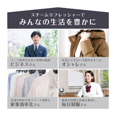 【テレビ番組「スッキリ！」で紹介されました】スチームリフレッシャー 除菌・脱臭・シワ伸ばし 自宅で洋服を簡単ケア　クラウドファンディングで大注目