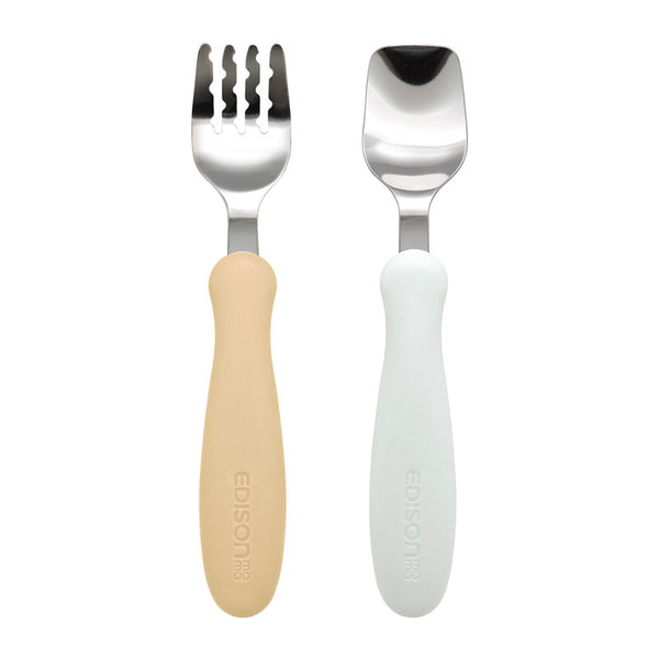 【1.5歳ごろ～】フォーク&スプーン ミルク&ポテト　トレンドに合ったアースカラーのフォーク&スプーン