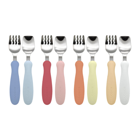 【1.5歳ごろ～】フォーク&スプーン ブルーハワイ　柔らかく落ち着いたカラーのフォーク&スプーン　燕三条の高品質なステンレス使用