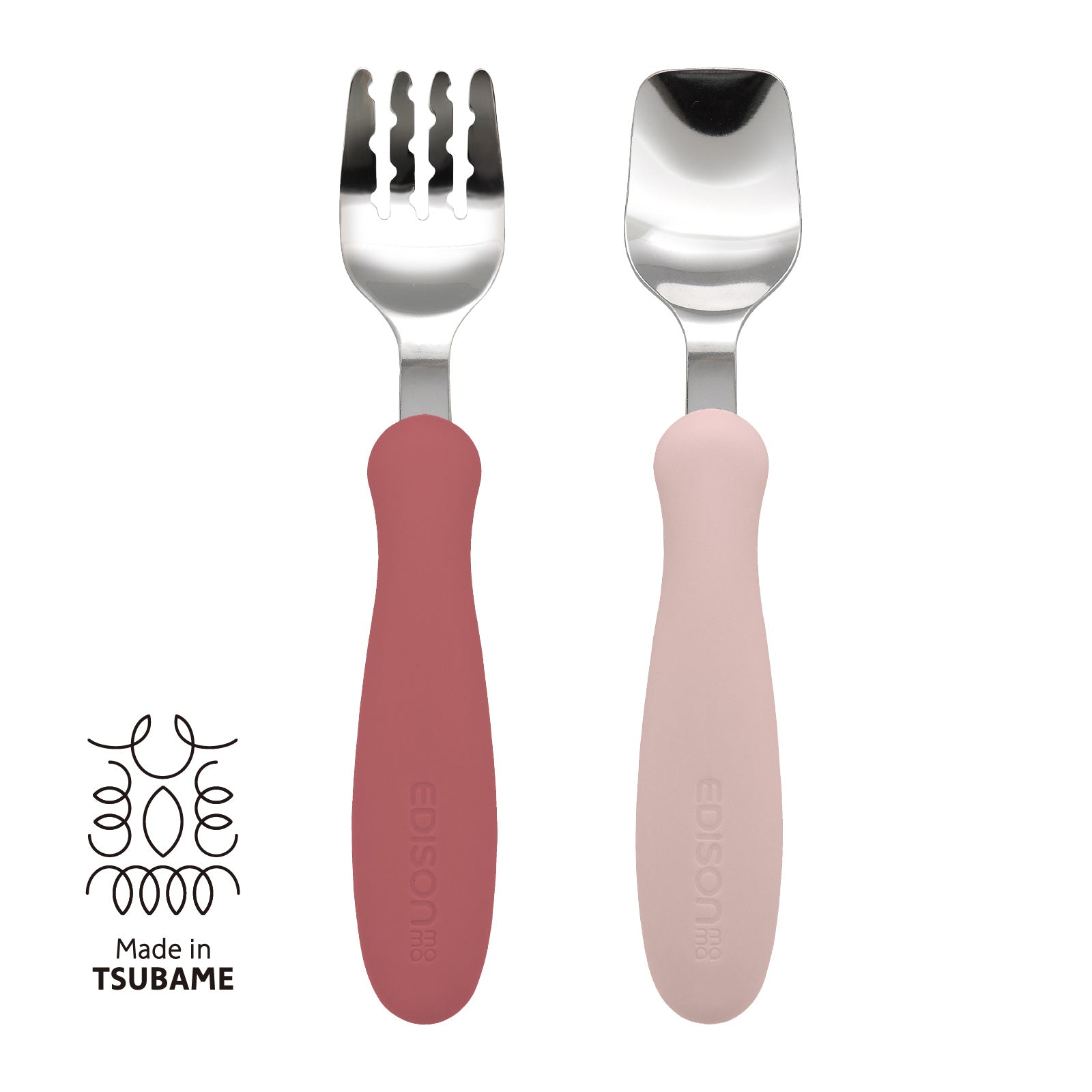 1.5歳ごろ～】フォーク&スプーン ラズベリー 柔らかく落ち着いたカラー
