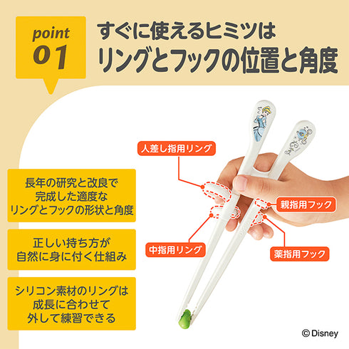 【入園～小学校低学年】エジソンのお箸KID’S　右手用　シンデレラ リッチ　あと一歩をサポート〇　「できた」に一番近いディズニーデザインのお箸