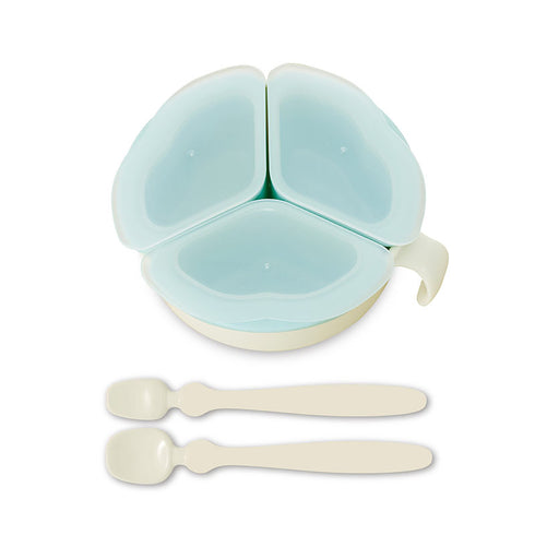 くるくるプレート　くるくる回転してあげやすい 離乳食期から1人食べまで スプーン2本付き 離乳食準備に