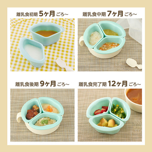 くるくるプレート　くるくる回転してあげやすい 離乳食期から1人食べまで スプーン2本付き 離乳食準備に