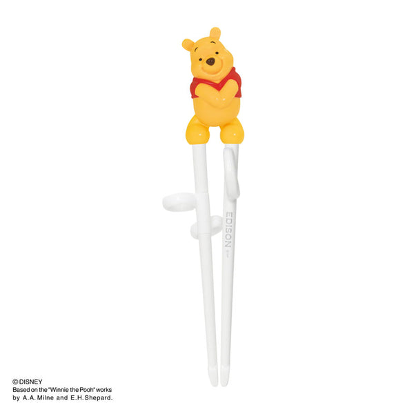 【2歳ごろ～就学前】エジソンのお箸Ⅰ / ディズニー プーさん / 右手用　プーさんのマスコット付きのお箸
