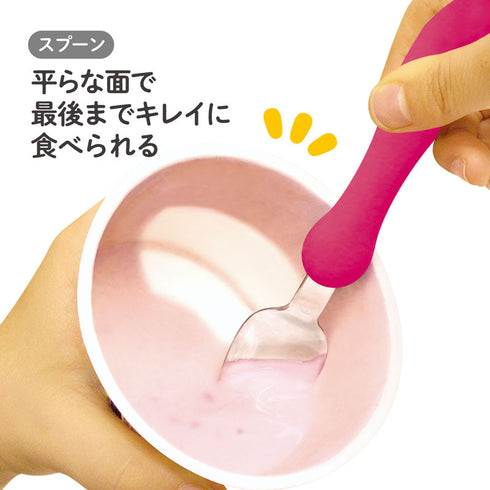 【1歳ごろ～】フォーク&スプーンmini オレンジ&チェリー　口の小さなお子様でも、じょうずに使えるミニサイズ