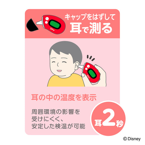 【プレミアムフェア15%off】耳でも額でも測れるディズニーデザインの非接触体温計　さっと測れる2Way体温計　ミッキーマウス