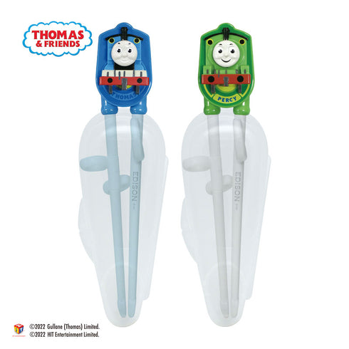 【2歳ごろ～就学前】エジソンのお箸Ⅰ　ケース付　トーマスのマスコット付きのお箸　リングに指を入れるだけで、すぐにお箸が使える