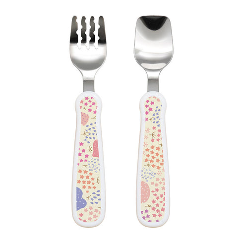 【1.5歳ごろ～】フォーク＆スプーン print 「おはな」 購入が子供たちへの寄付につながる オリジナル商品 化粧箱付き ギフト