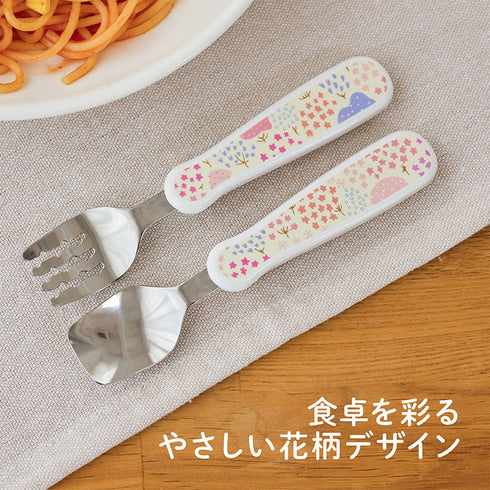 【1.5歳ごろ～】フォーク＆スプーン print 「おはな」 購入が子供たちへの寄付につながる オリジナル商品 化粧箱付き ギフト