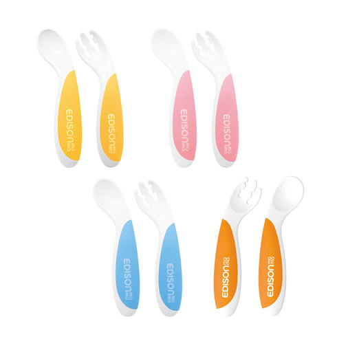 【9ヶ月ごろ～】フォーク&スプーンBaby　左手用　ケース付　オレンジ　口に運びやすいフォーク&スプーン