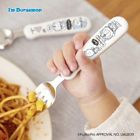 【1.5歳ごろ～】フォーク＆スプーン print I'm Doraemon　ドラえもん 取っ手柄違い　 燕三条ステンレス 　保育士認定