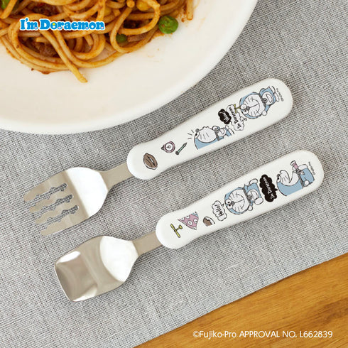 【1.5歳ごろ～】フォーク＆スプーン print I'm Doraemon　ドラえもん 取っ手柄違い　 燕三条ステンレス 　保育士認定
