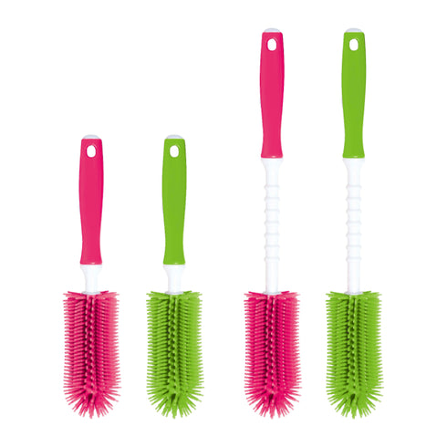 シリコンブラシL　ピンク　哺乳びんのお掃除におすすめ　長く使えるシリコン素材のブラシ