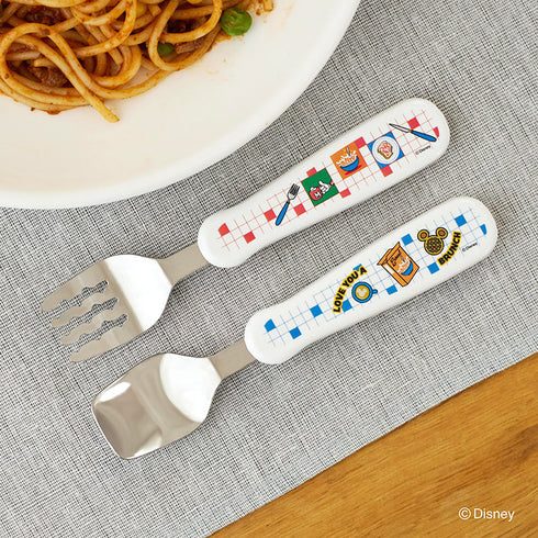 【1.5歳ごろ～】フォーク&スプーン print ミッキー ミール ディズニーキャラクター 取っ手柄違い
