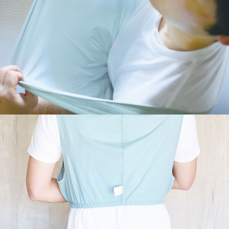 腰にフィットするゴムバンド
